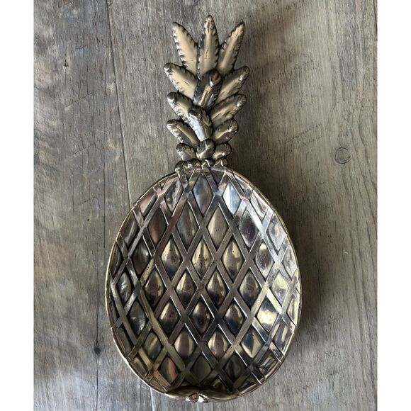 Eleanor Claire Designs Silver Plated Pineapple Trinket Tray Dresser Decor /Japan - Picture 1 of 4